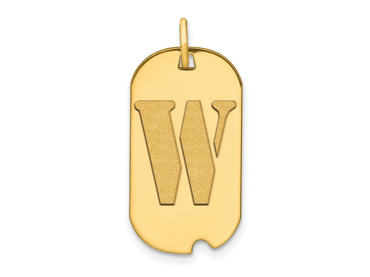 FJC Finejewelers 14 kt Yellow Gold Polished Letter W Initial Dog Tag Charm 24 x 13 mm