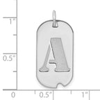 FJC Finejewelers 14 kt White Gold Polished Letter A Initial Dog Tag Charm 24 x 13 mm