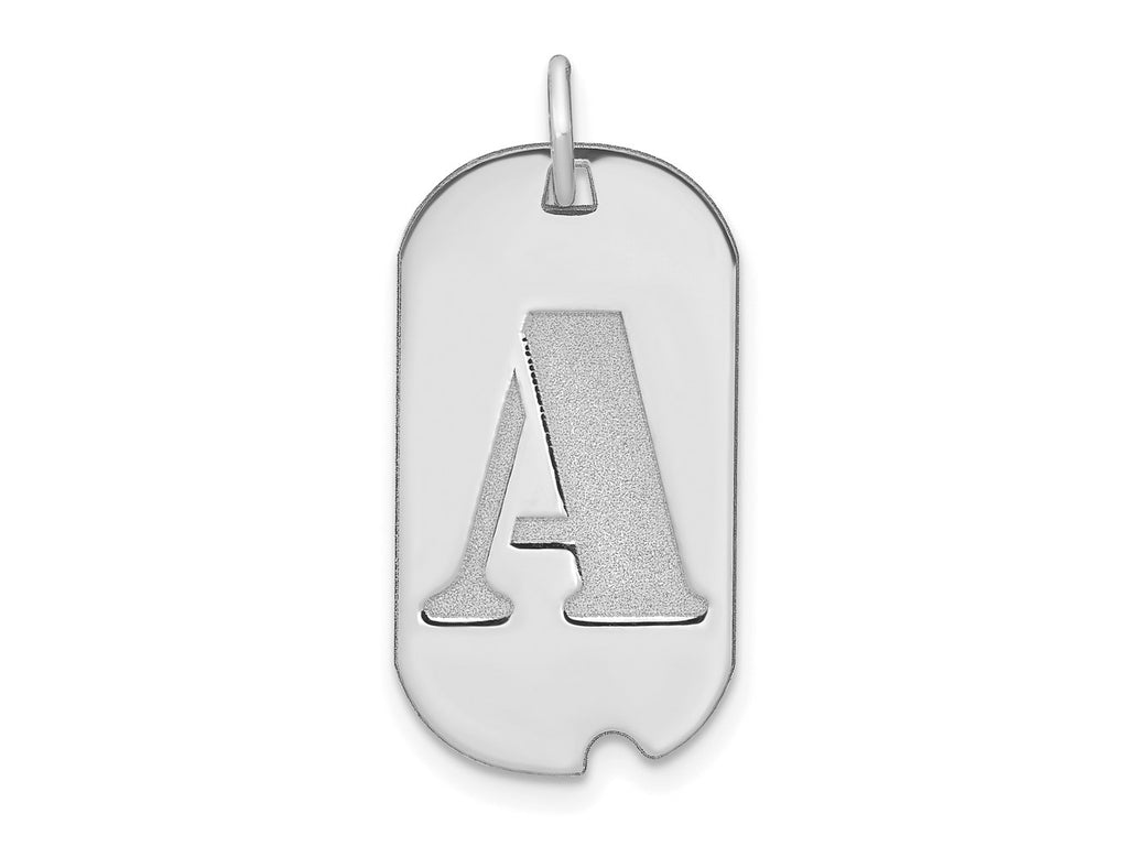 FJC Finejewelers 14 kt White Gold Polished Letter A Initial Dog Tag Charm 24 x 13 mm