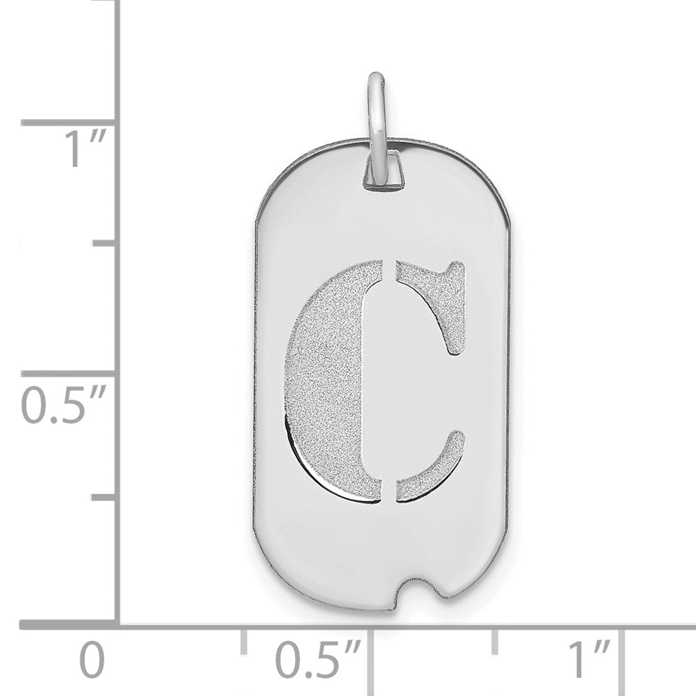FJC Finejewelers 14 kt White Gold Polished Letter C Initial Dog Tag Charm 24 x 13 mm
