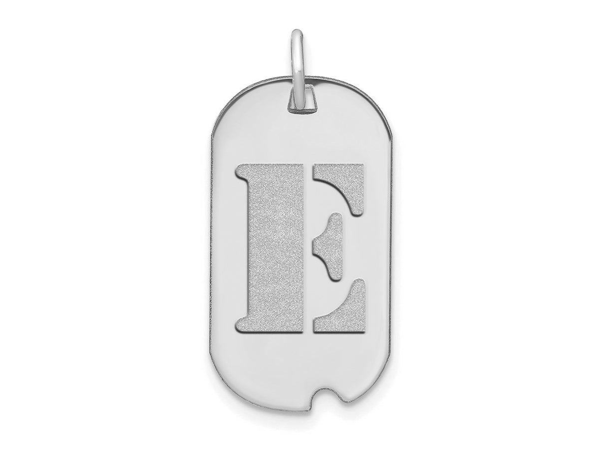 FJC Finejewelers 14 kt White Gold Polished Letter E Initial Dog Tag Charm 24 x 13 mm