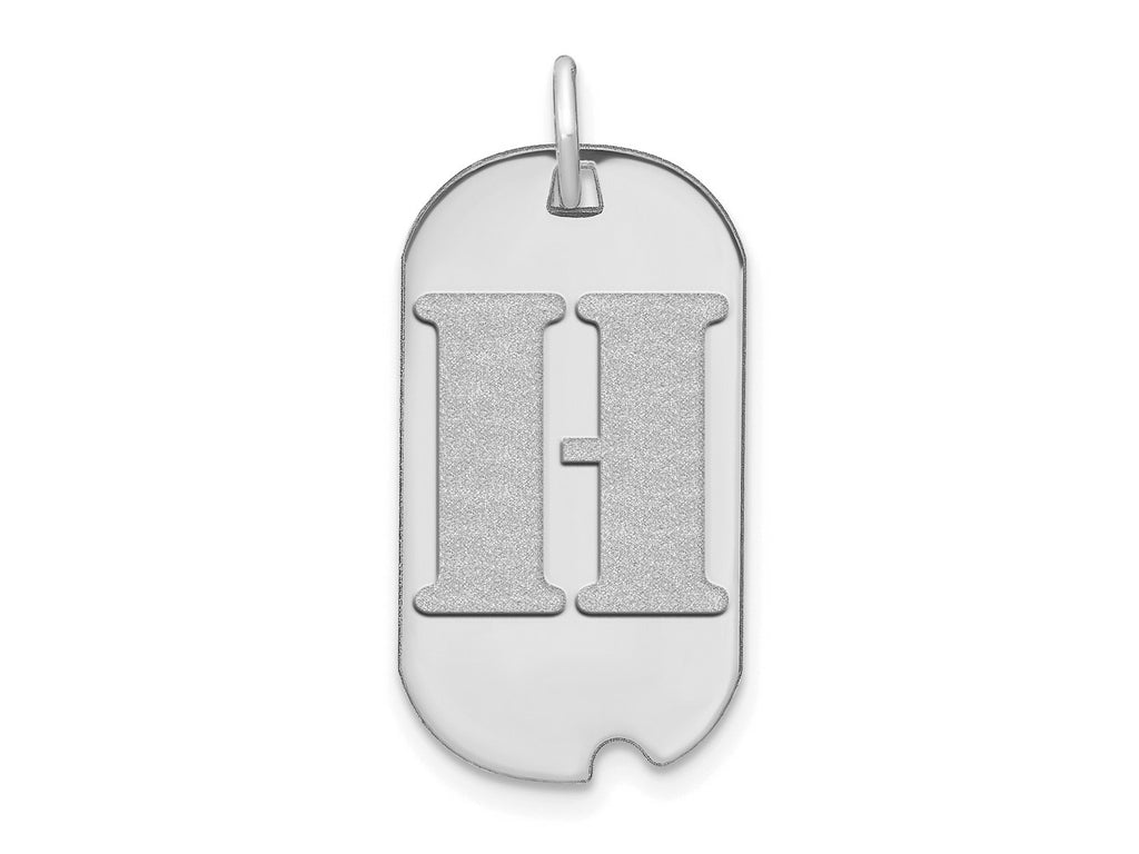 FJC Finejewelers 14 kt White Gold Polished Letter H Initial Dog Tag Charm 24 x 13 mm