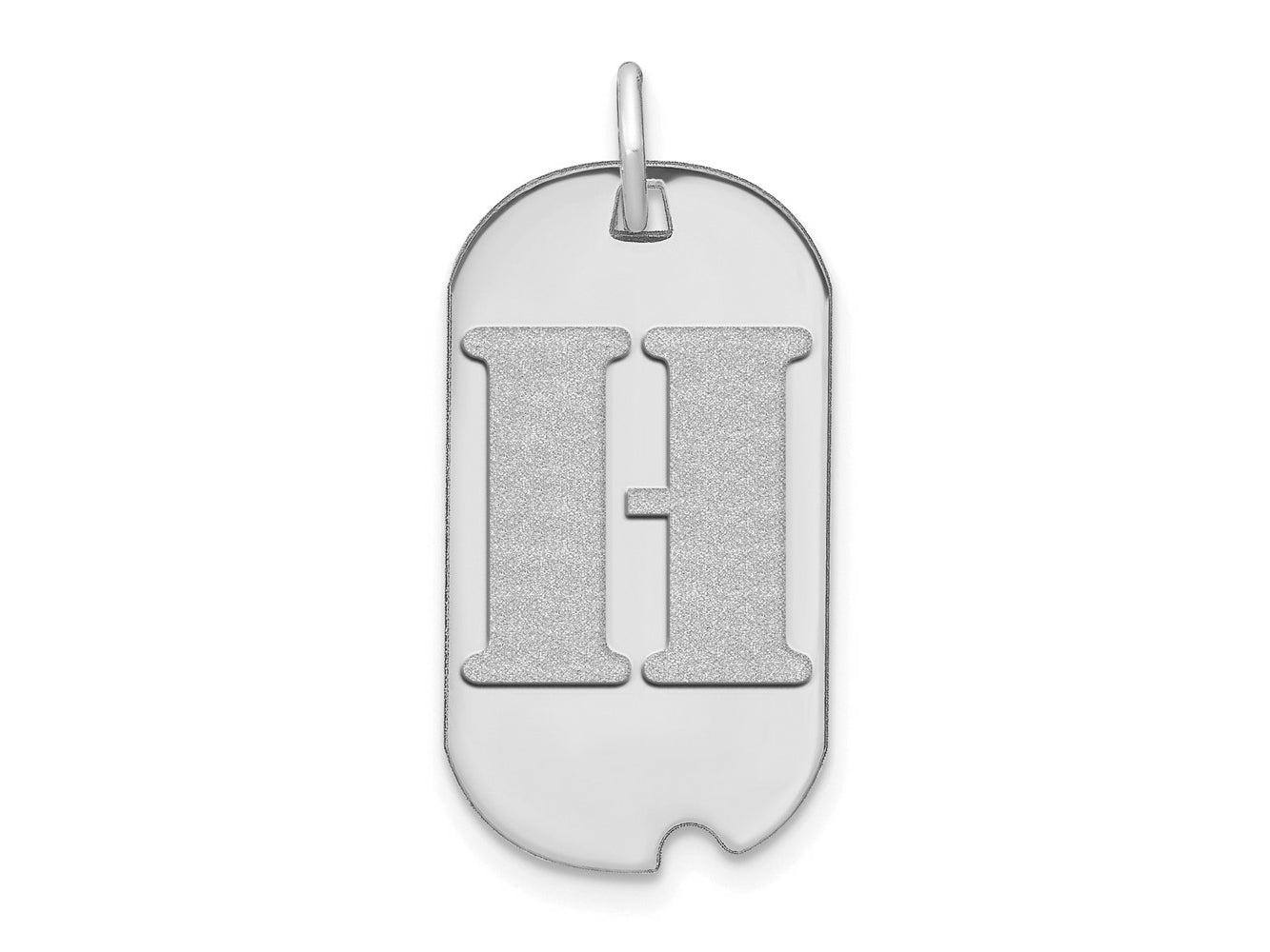 FJC Finejewelers 14 kt White Gold Polished Letter H Initial Dog Tag Charm 24 x 13 mm
