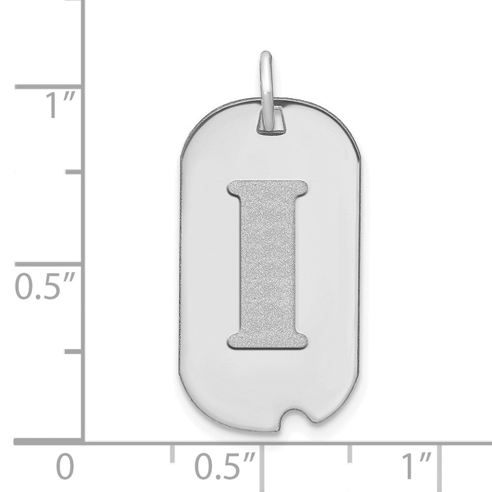 FJC Finejewelers 14 kt White Gold Polished Letter I Initial Dog Tag Charm 24 x 13 mm