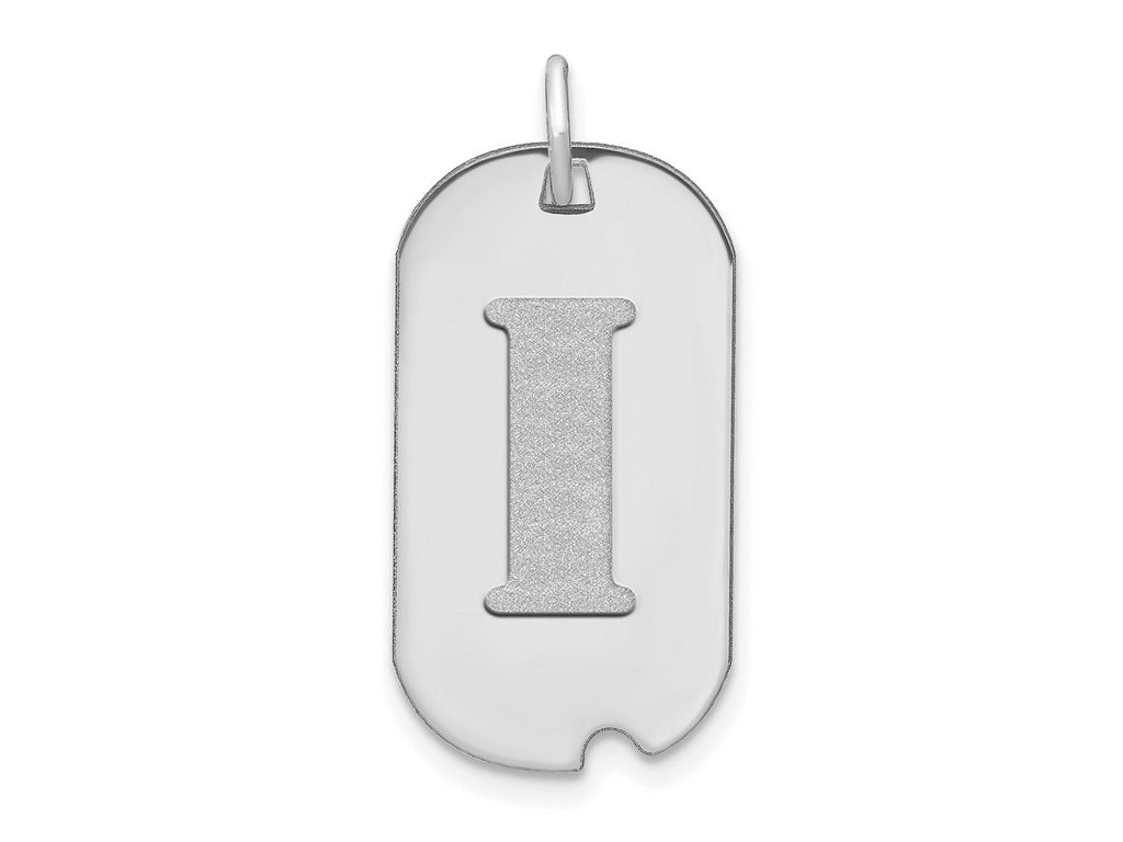 FJC Finejewelers 14 kt White Gold Polished Letter I Initial Dog Tag Charm 24 x 13 mm