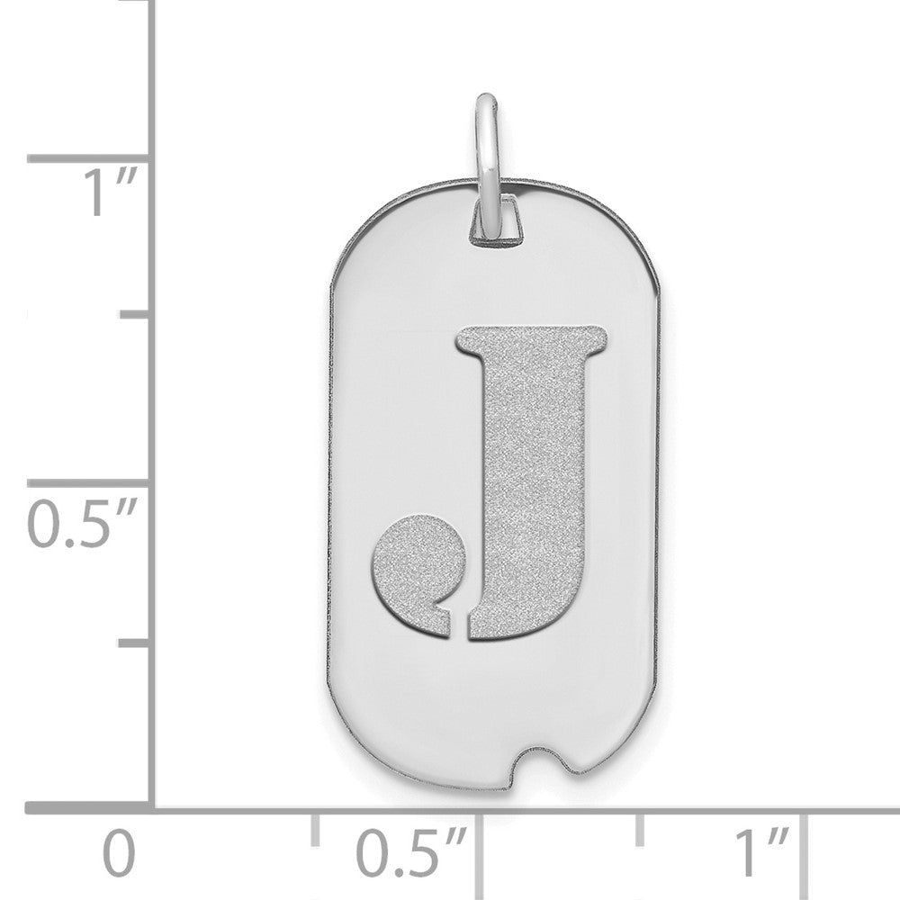 FJC Finejewelers 14 kt White Gold Polished Letter J Initial Dog Tag Charm 24 x 13 mm