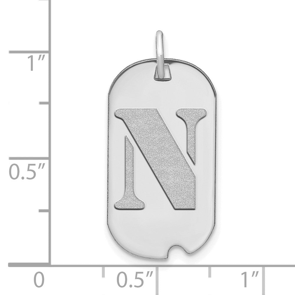 FJC Finejewelers 14 kt White Gold Polished Letter N Initial Dog Tag Charm 24 x 13 mm