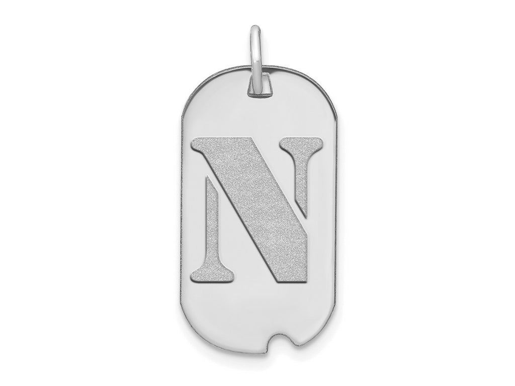 FJC Finejewelers 14 kt White Gold Polished Letter N Initial Dog Tag Charm 24 x 13 mm