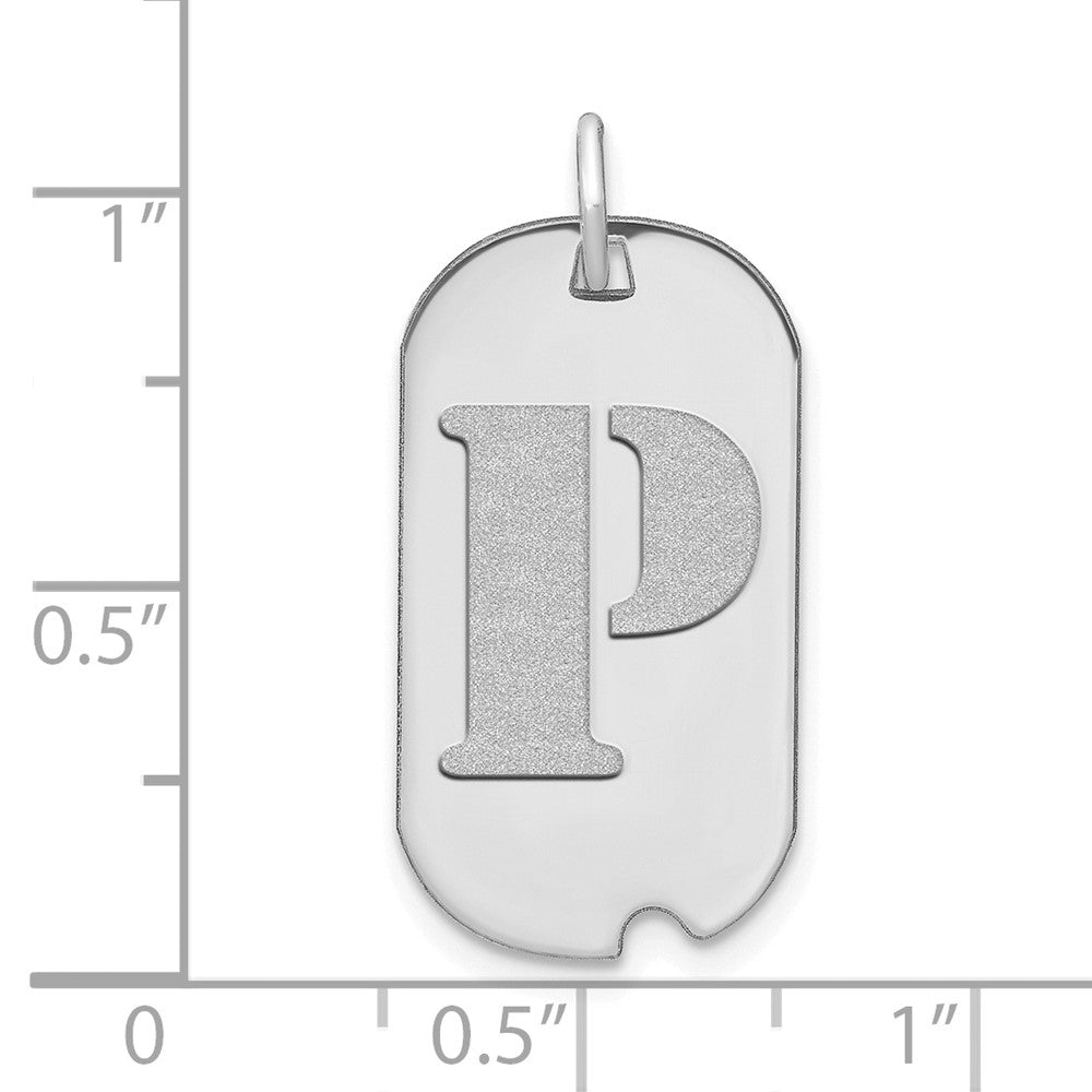FJC Finejewelers 14 kt White Gold Polished Letter P Initial Dog Tag Charm 24 x 13 mm