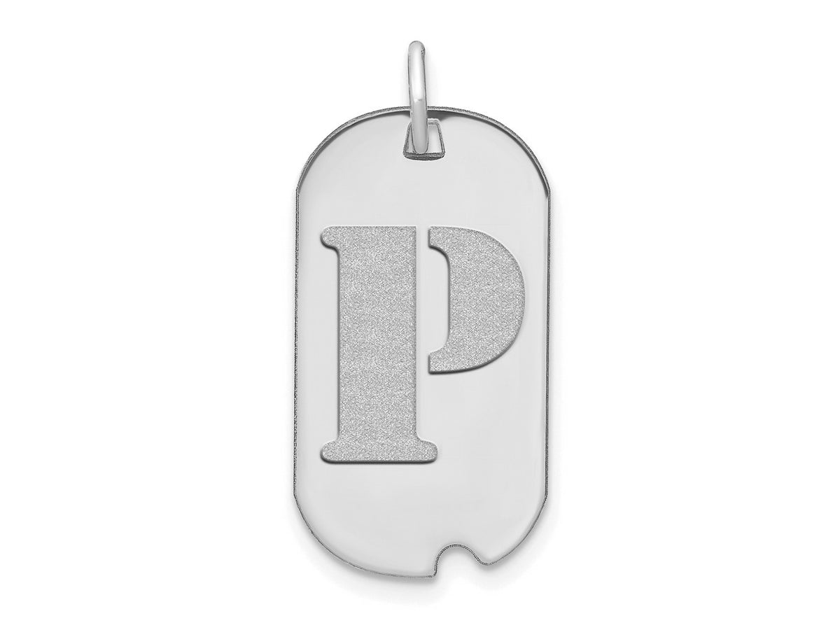 FJC Finejewelers 14 kt White Gold Polished Letter P Initial Dog Tag Charm 24 x 13 mm