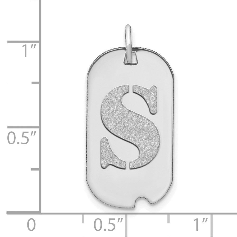 FJC Finejewelers 14 kt White Gold Polished Letter S Initial Dog Tag Charm 24 x 13 mm