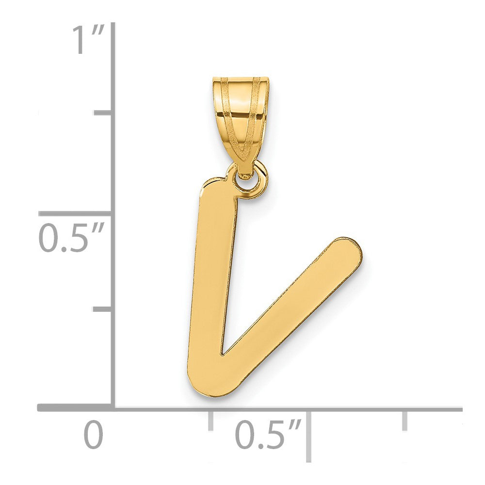 FJC Finejewelers 14 kt Yellow Gold Polished Bubble Letter V Initial Charm