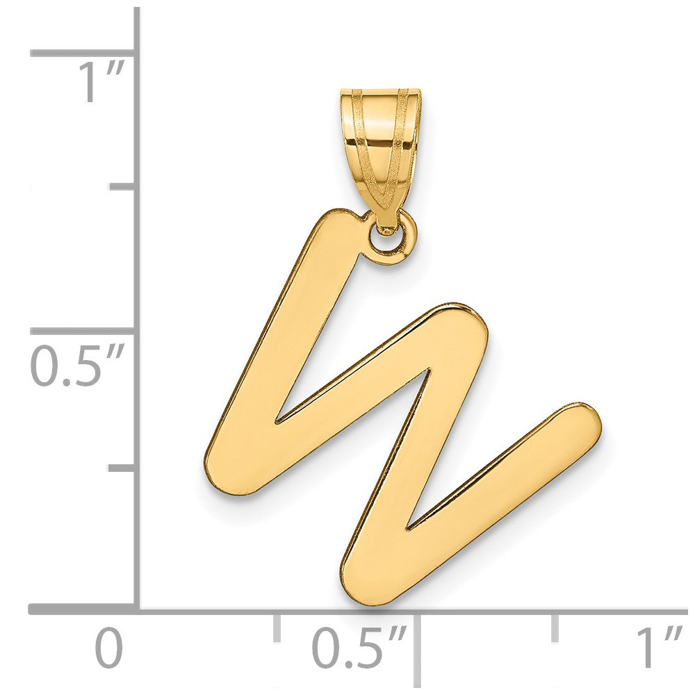 FJC Finejewelers 14 kt Yellow Gold Polished Bubble Letter W Initial Charm