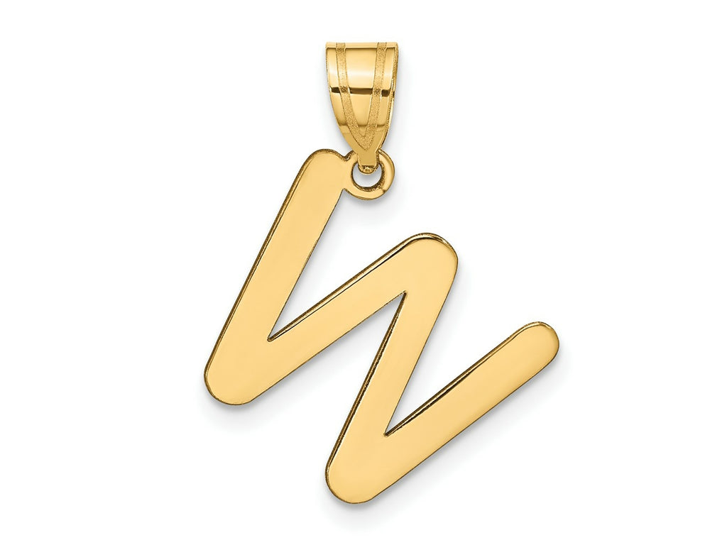 FJC Finejewelers 14 kt Yellow Gold Polished Bubble Letter W Initial Charm