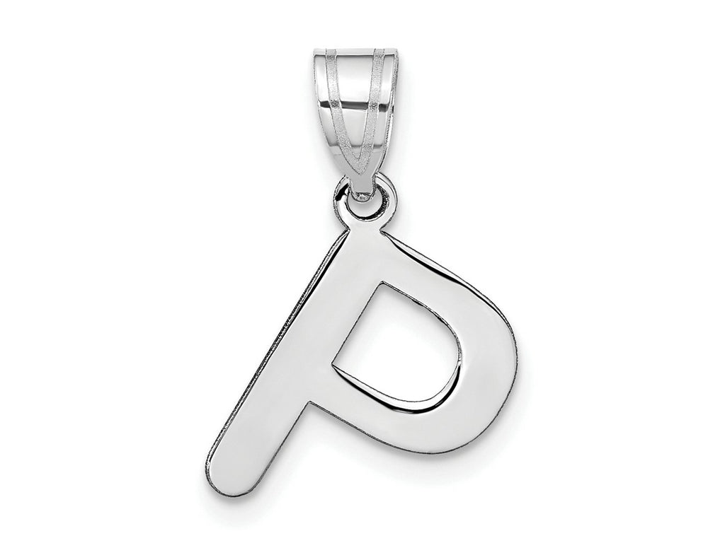 FJC Finejewelers 14 kt White Gold Polished Bubble Letter P Initial Charm