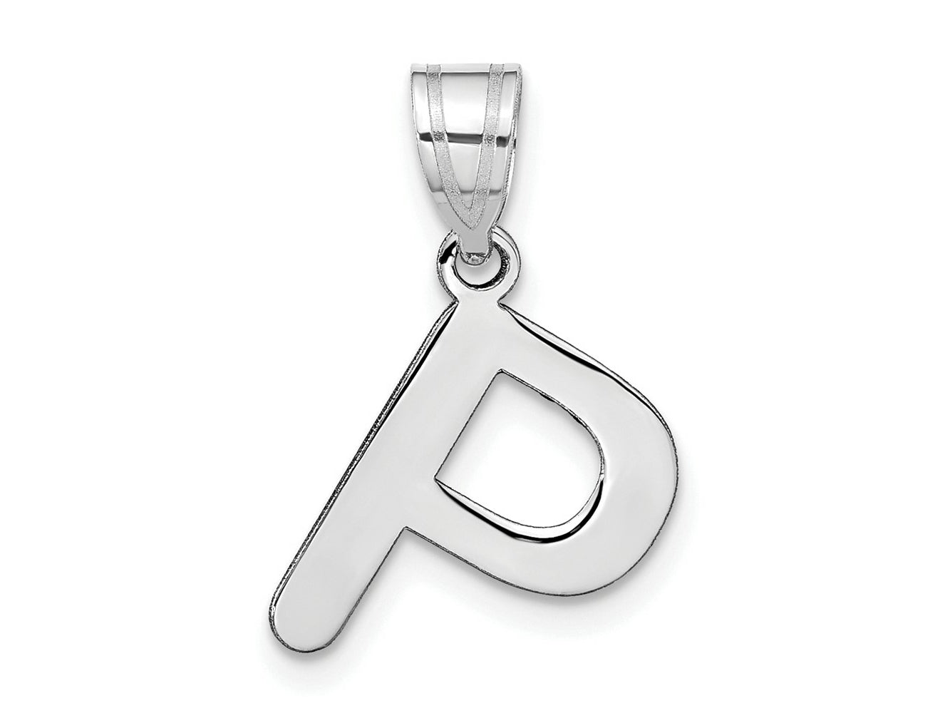 FJC Finejewelers 14 kt White Gold Polished Bubble Letter P Initial Charm