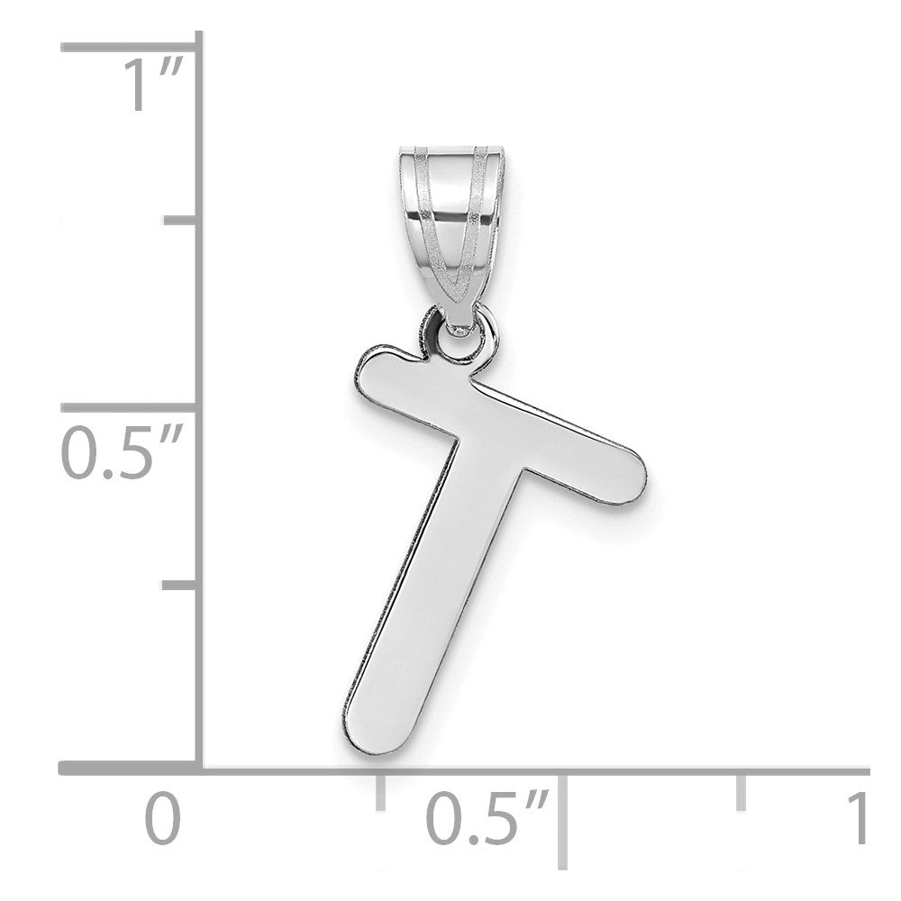 FJC Finejewelers 14 kt White Gold Polished Bubble Letter T Initial Charm