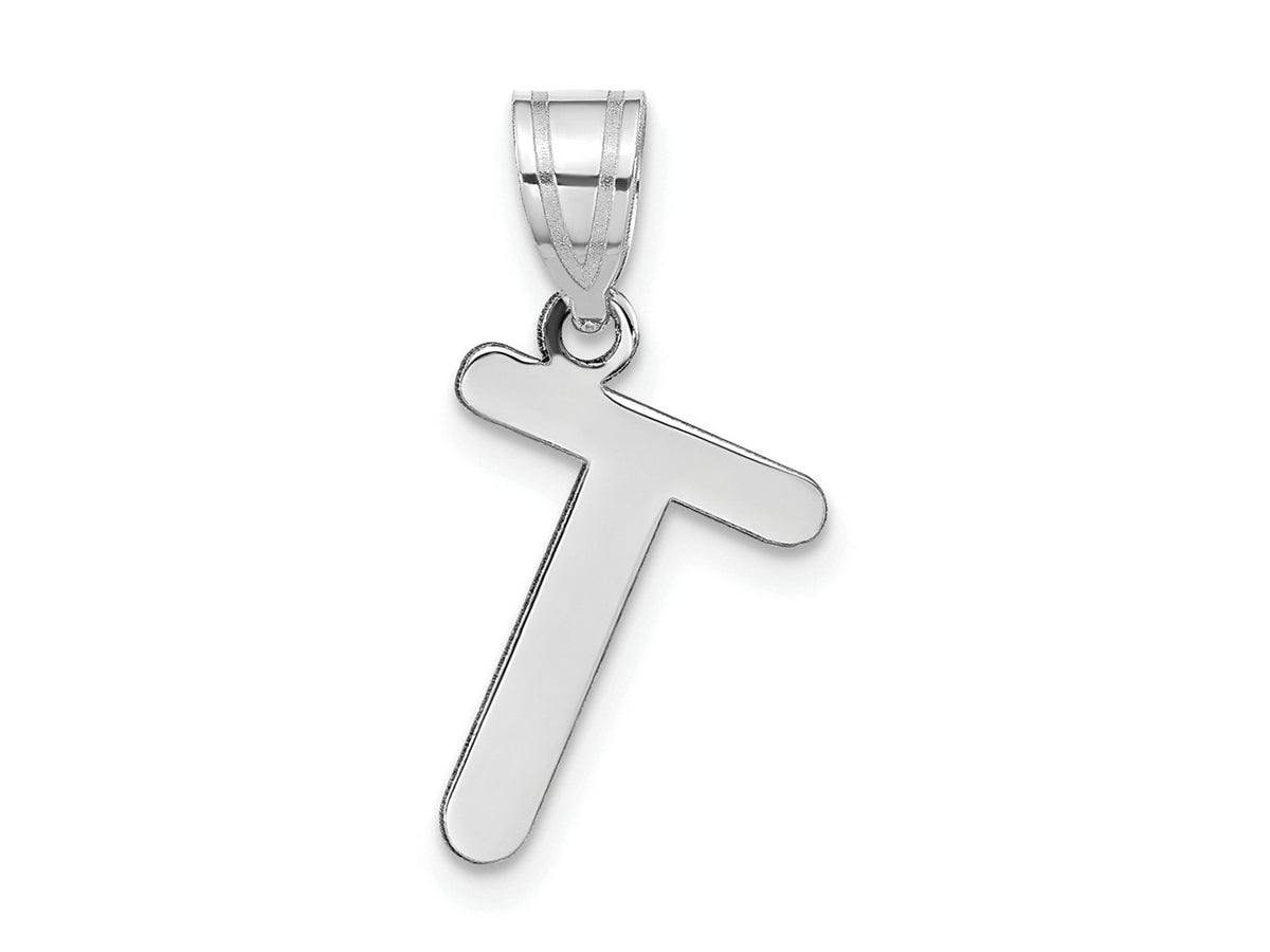 FJC Finejewelers 14 kt White Gold Polished Bubble Letter T Initial Charm