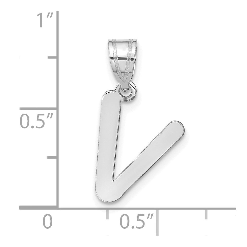 FJC Finejewelers 14 kt White Gold Polished Bubble Letter V Initial Charm