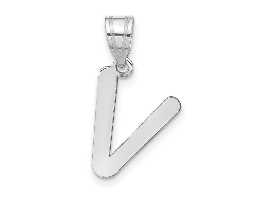 FJC Finejewelers 14 kt White Gold Polished Bubble Letter V Initial Charm