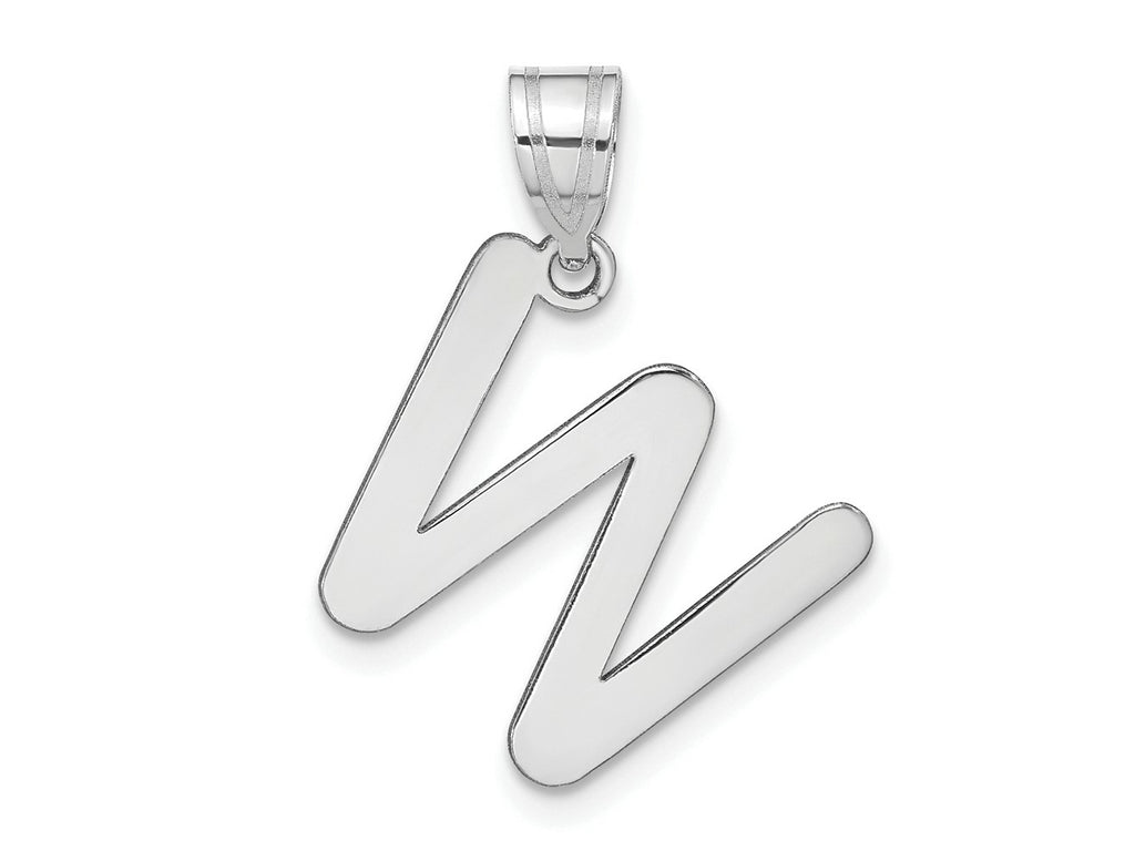 FJC Finejewelers 14 kt White Gold Polished Bubble Letter W Initial Charm