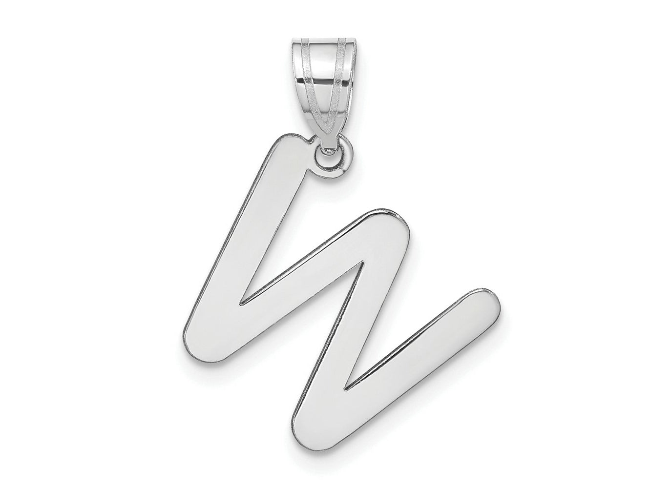 FJC Finejewelers 14 kt White Gold Polished Bubble Letter W Initial Charm