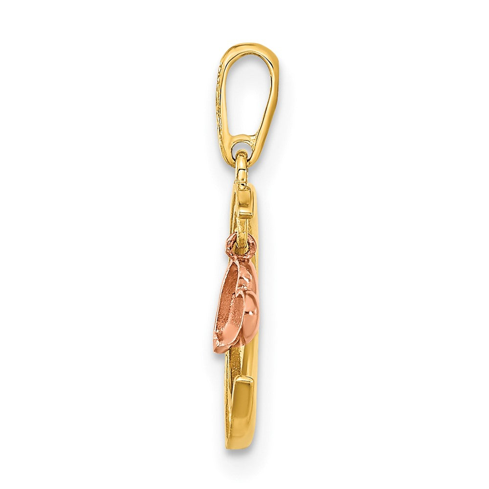 FJC Finejewelers 14 kt Two Tone Gold CZ Moon Heart Charm