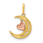 FJC Finejewelers 14 kt Two Tone Gold CZ Moon Heart Charm