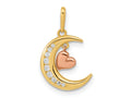FJC Finejewelers 14 kt Two Tone Gold CZ Moon Heart Charm