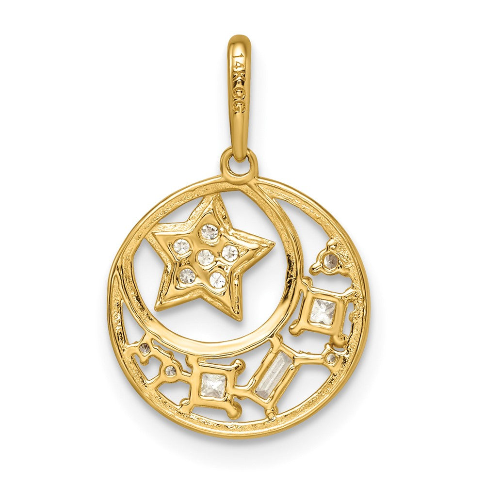 FJC Finejewelers 14 kt Yellow Gold CZ Star and Moon Charm 18 x 13 mm