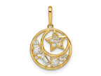 FJC Finejewelers 14 kt Yellow Gold CZ Star and Moon Charm 18 x 13 mm