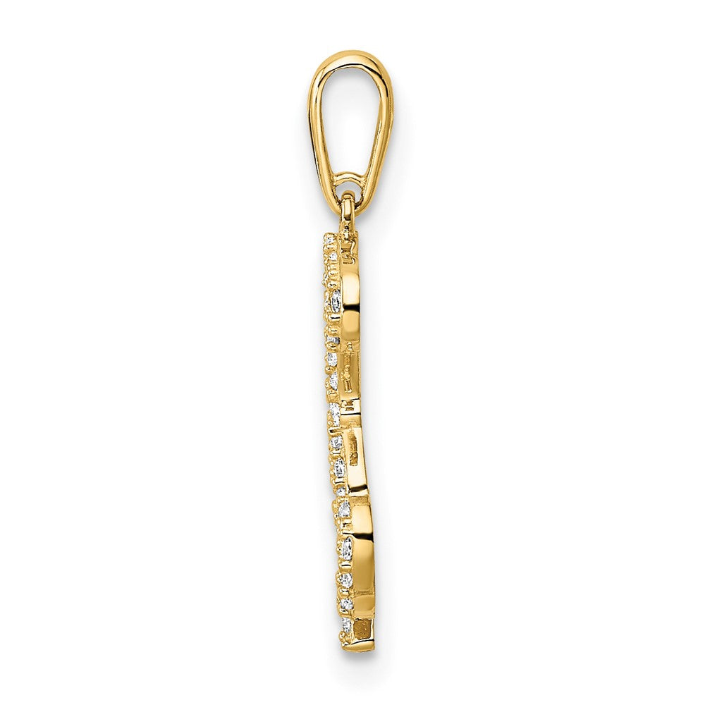 FJC Finejewelers 14 kt Yellow Gold Polished CZ Puppy Sitting Outline Charm 19 x 11 mm