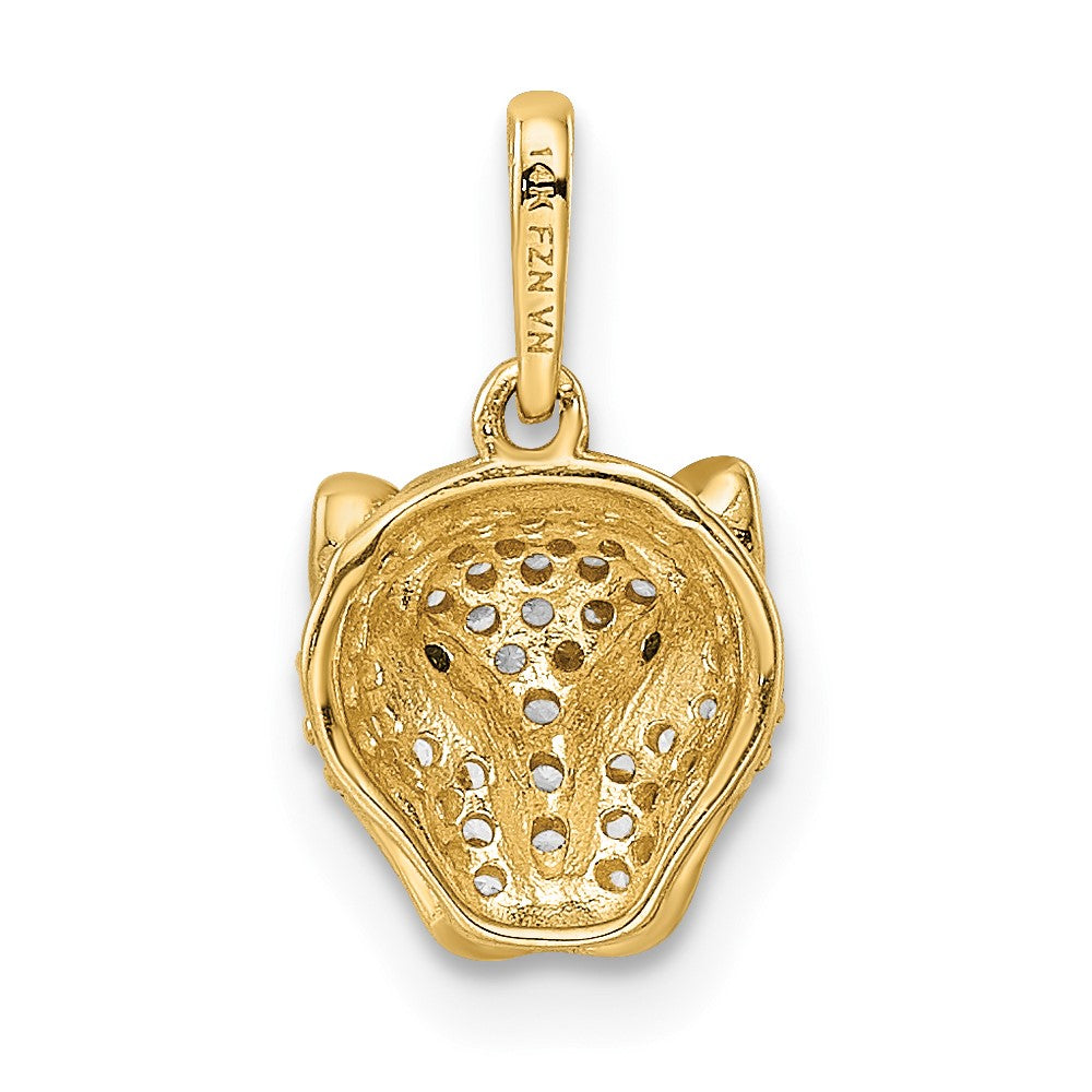 FJC Finejewelers 14 kt Yellow Gold Polished Green and White CZ Lioness Head Charm 9 mm