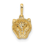 FJC Finejewelers 14 kt Yellow Gold Polished Green and White CZ Lioness Head Charm 9 mm
