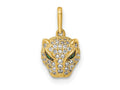 FJC Finejewelers 14 kt Yellow Gold Polished Green and White CZ Lioness Head Charm 9 mm