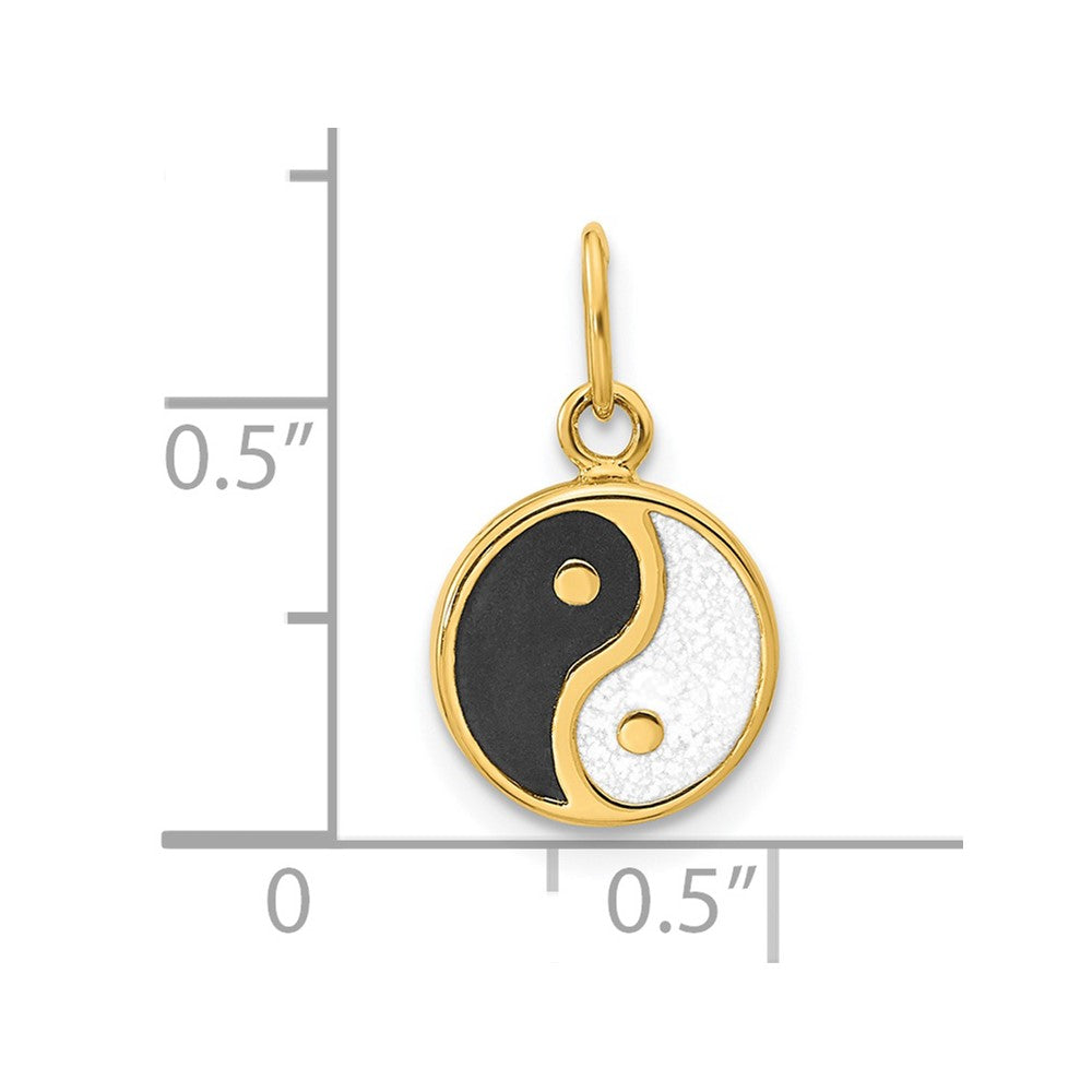 FJC Finejewelers 14 kt Yellow Gold Polished Black/White Enamel Yin and Yang Charm 12 x 9 mm