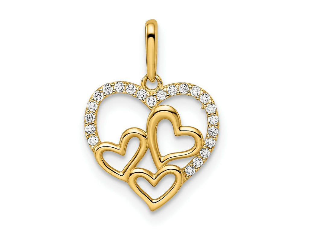 FJC Finejewelers 14 kt Yellow Gold CZ Hearts Charm 12 mm