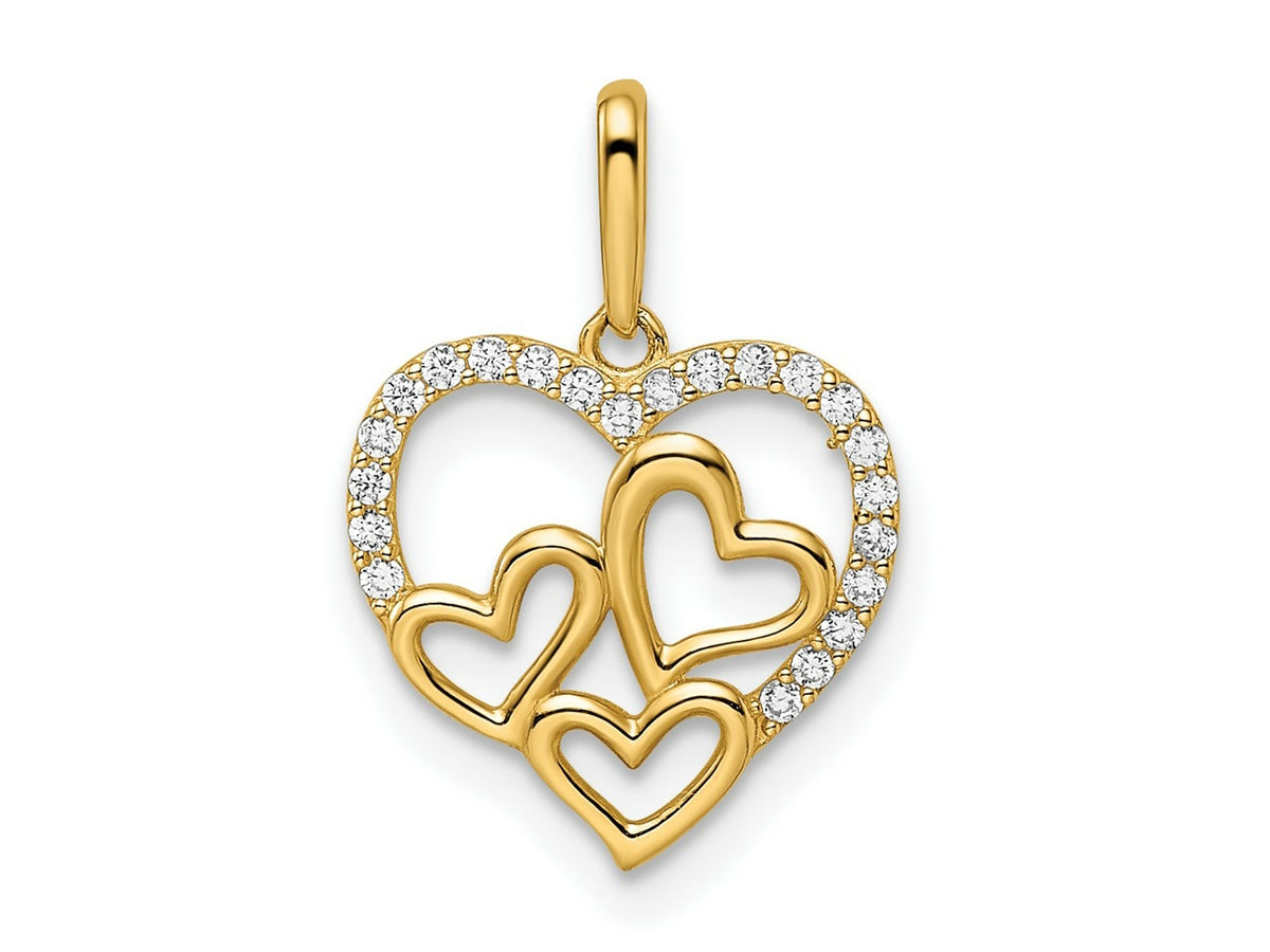 FJC Finejewelers 14 kt Yellow Gold CZ Hearts Charm 12 mm