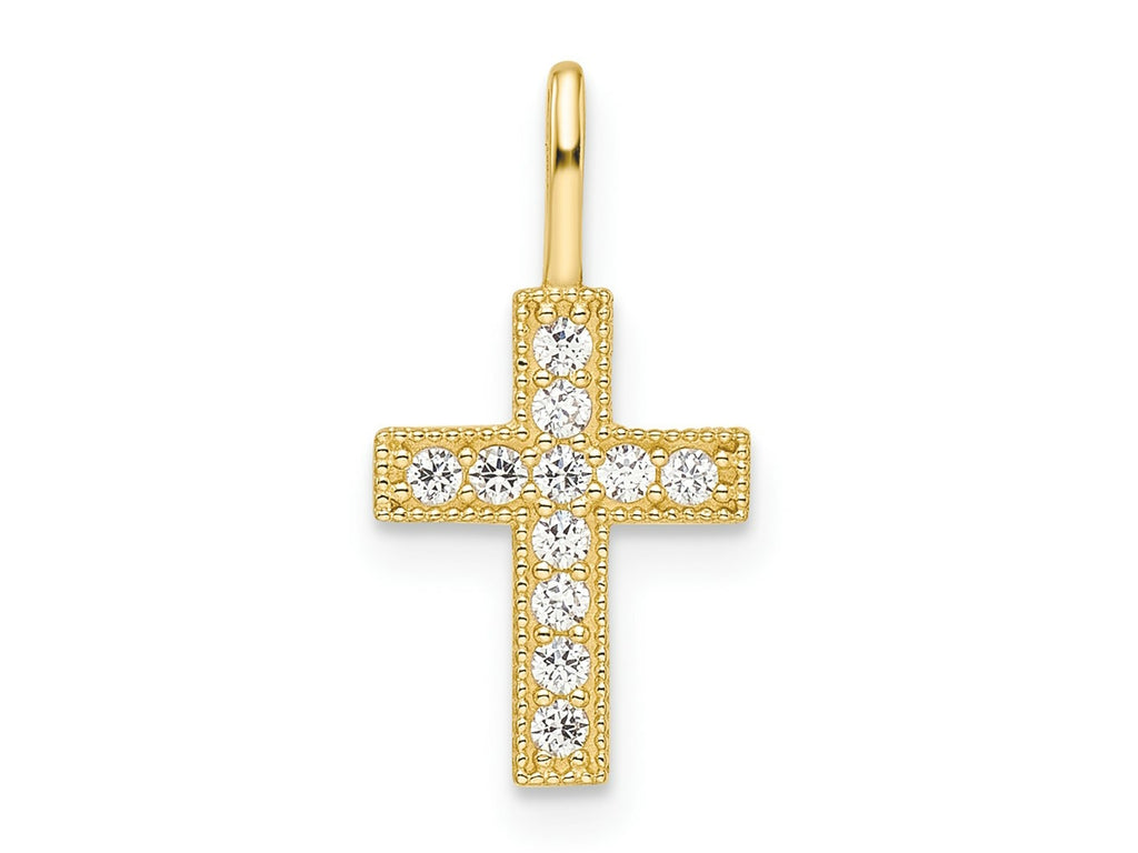 FJC Finejewelers 14 kt Yellow Gold CZ Cross Charm 9 mm