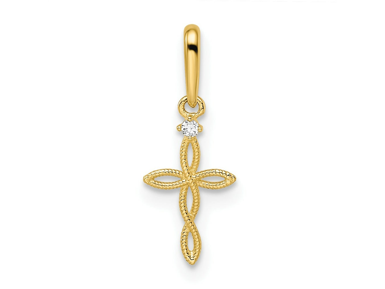 FJC Finejewelers 14 kt Yellow Gold CZ Textured Cross Charm 6 mm