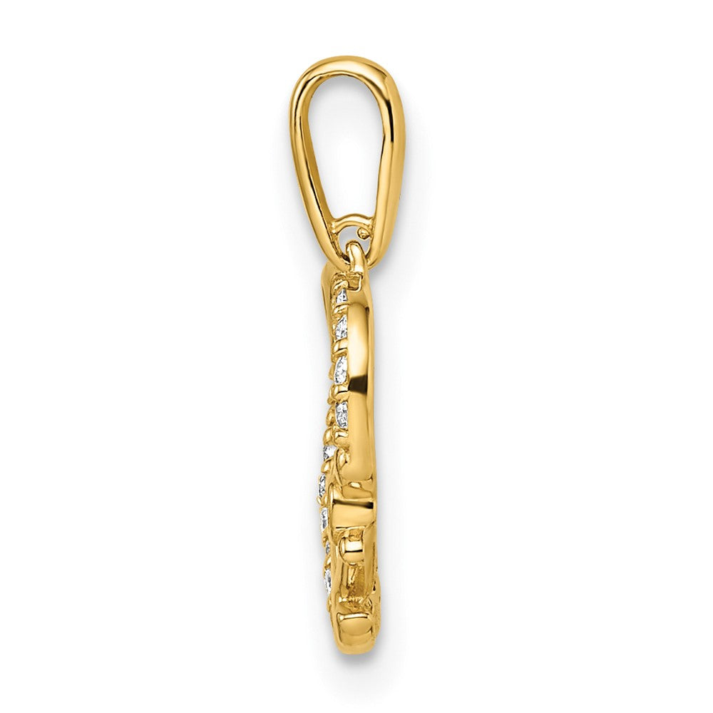FJC Finejewelers 14 kt Yellow Gold CZ Heart with Anchor Charm 14 x 12 mm