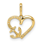 FJC Finejewelers 14 kt Yellow Gold CZ Heart with Anchor Charm 14 x 12 mm