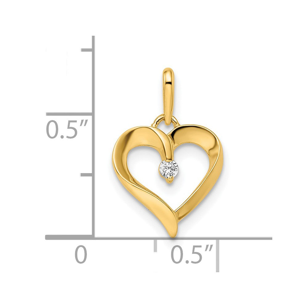 FJC Finejewelers 14 kt Yellow Gold CZ Heart Charm 17 x 11 mm