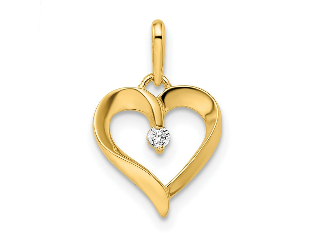 FJC Finejewelers 14 kt Yellow Gold CZ Heart Charm 17 x 11 mm