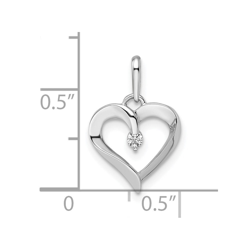 FJC Finejewelers 14 kt White Gold  CZ Heart Charm 17 mm x 11 mm