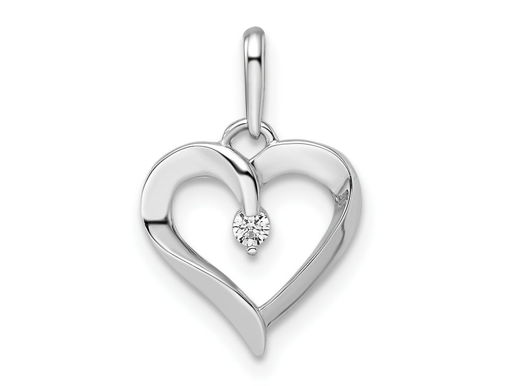 FJC Finejewelers 14 kt White Gold  CZ Heart Charm 17 mm x 11 mm