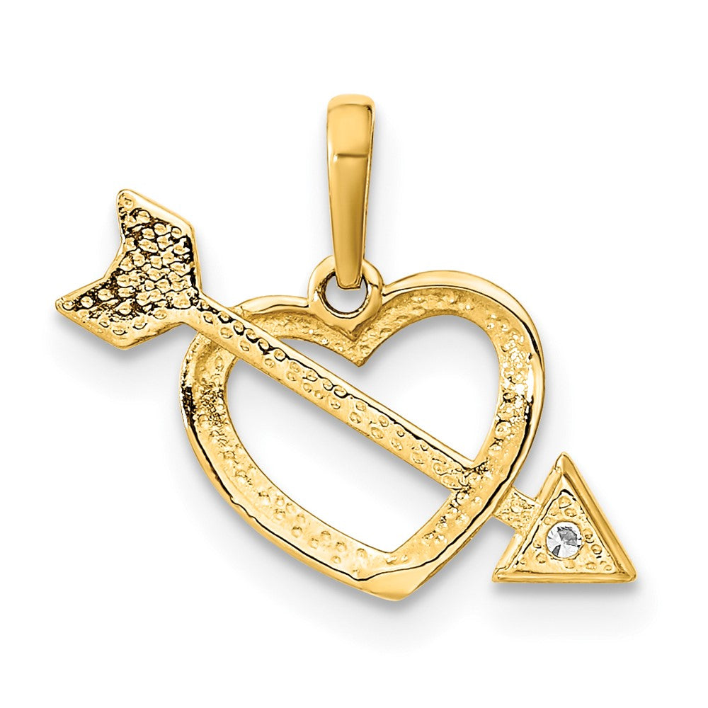 FJC Finejewelers 14 kt Yellow Gold Polished Cut out Heart with Arrow CZ Charm 13 x 10 mm