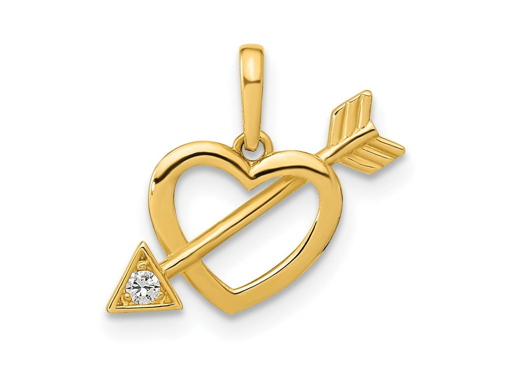 FJC Finejewelers 14 kt Yellow Gold Polished Cut out Heart with Arrow CZ Charm 13 x 10 mm