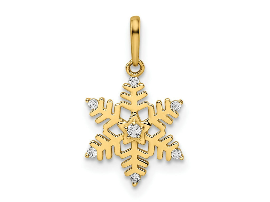 FJC Finejewelers 14 kt Yellow Gold CZ Snowflake Charm 19 x 10 mm