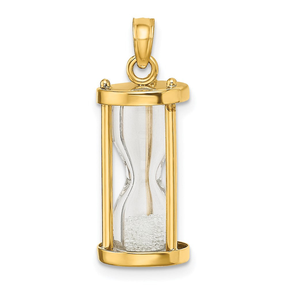 FJC Finejewelers 14 kt Yellow Gold Polished 3-D Plastic Hourglass with Beads Charm 18 x 9 mm